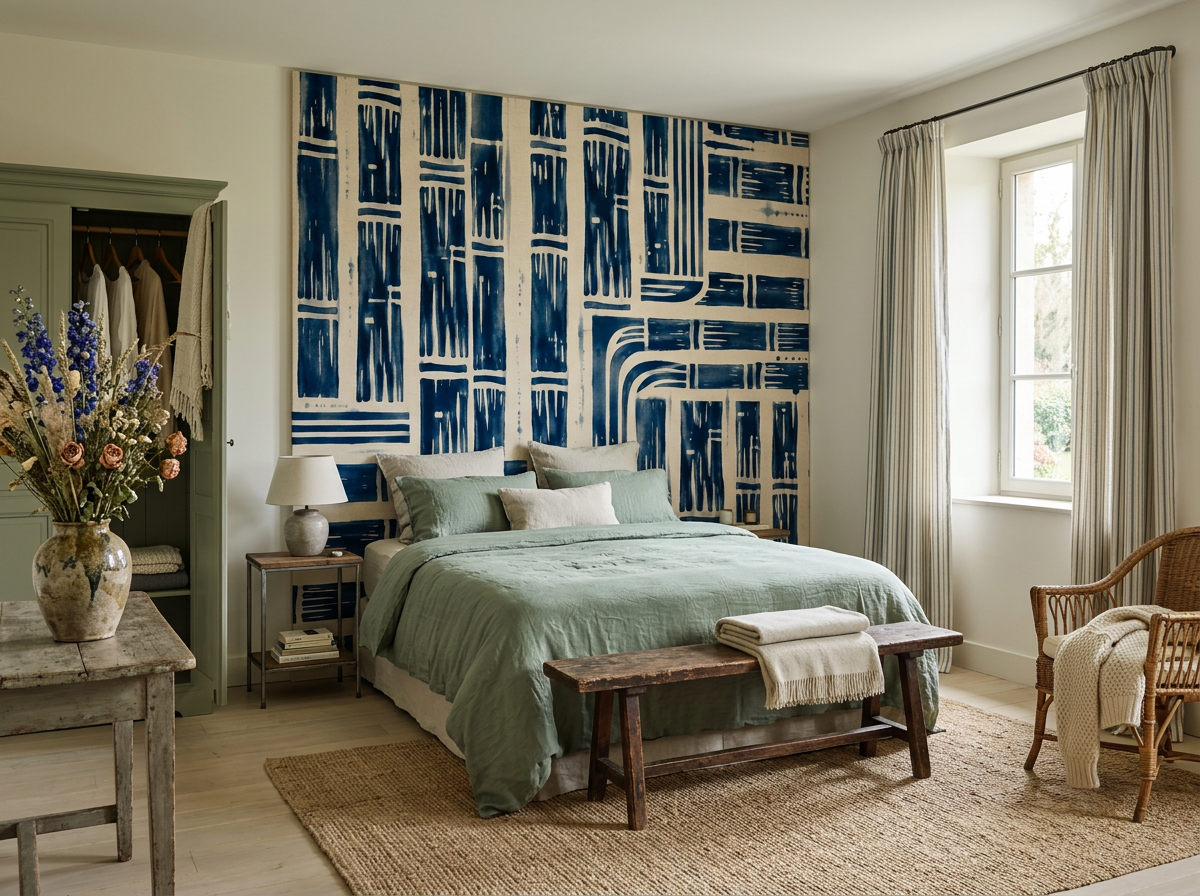 TÊTE DE LIT BAMBOU INDIGO