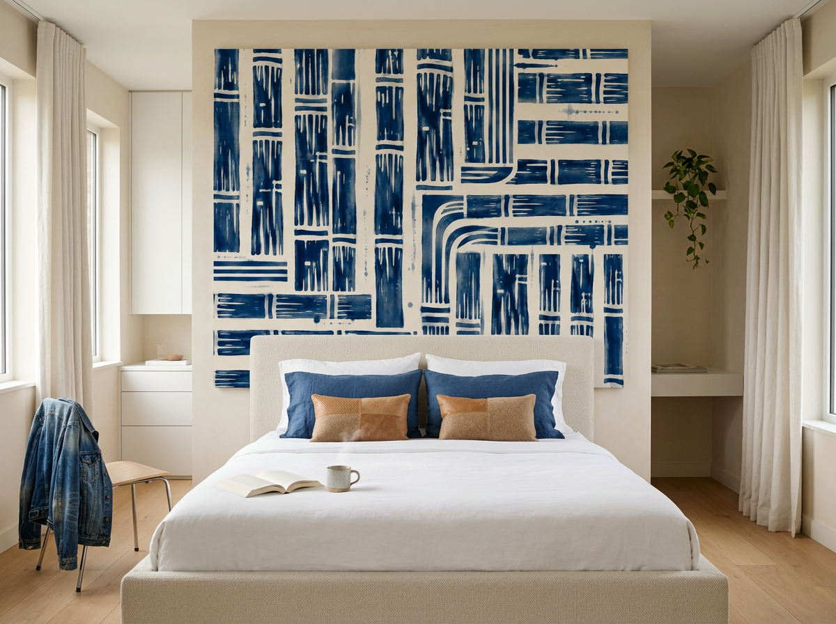 TÊTE DE LIT BAMBOU INDIGO