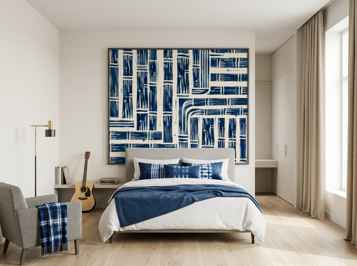 TÊTE DE LIT BAMBOU INDIGO