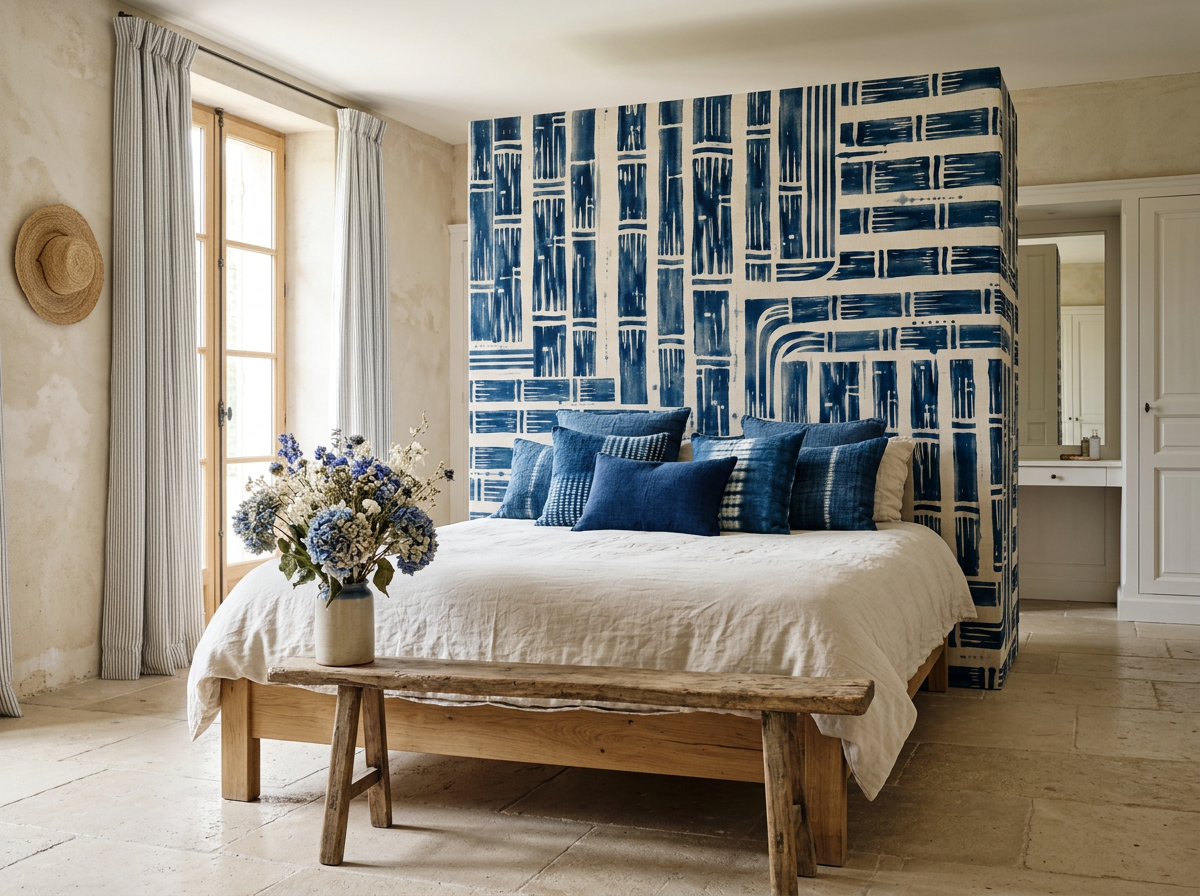 TÊTE DE LIT BAMBOU INDIGO