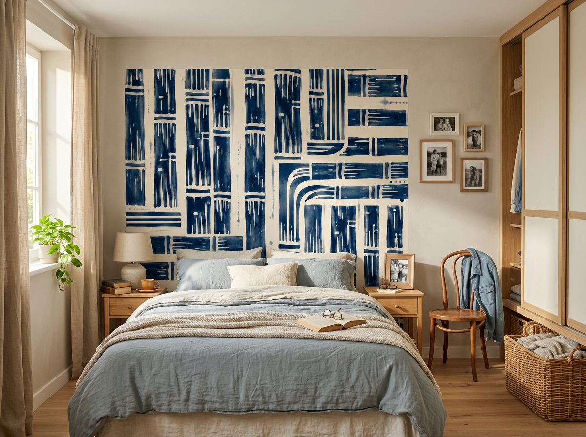 TÊTE DE LIT BAMBOU INDIGO